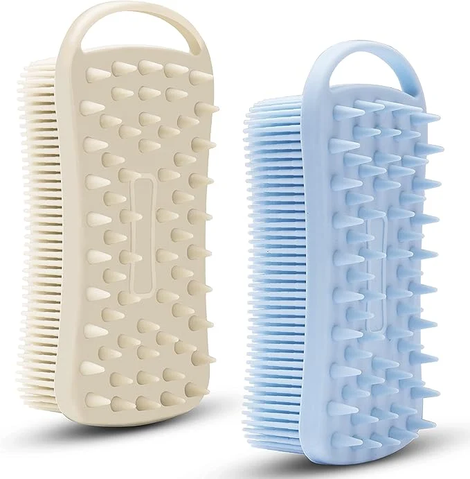 Practical 2 PC Silicone Body Scrubber 2 in 1 Exfoliating Shower Bath Scrubber Soft Minimalist
