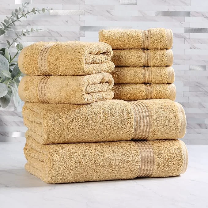 High-Performance Superior Egyptian Cotton 8-Piece Towel Set Guest Bath Decor Essentials Crafted