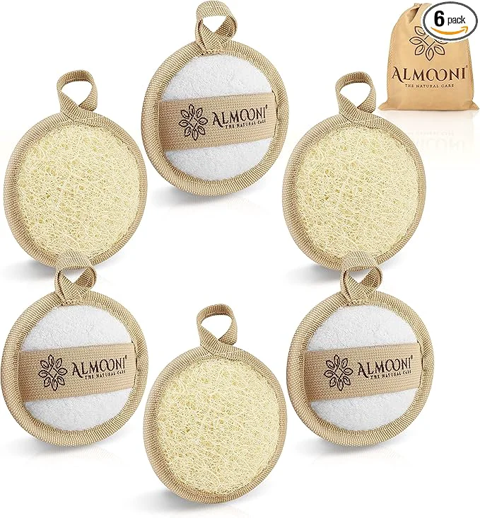 Official Almooni Natural Loofah Exfoliating Facial Scrubber Made High-Grade