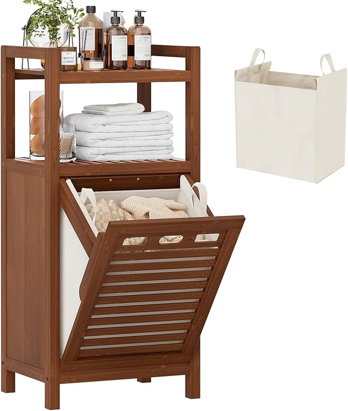 Optimized Homykic Tilt Out Laundry Hamper 10 Gal Bamboo Laundry Storage Cabinet Artisan