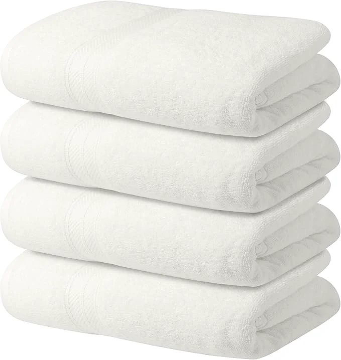 Fashionable Avalon Towels White Bath Towels Set of 4 pcs Cotton Towel Absorbent and Green