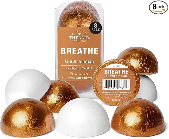Efficient Village Naturals Therapy Breathe Shower Bomb Steamers Soothing Scent Reusable