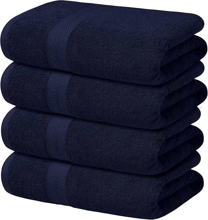 Casual Avalon Towels Navy Blue Bath Towels Set of 4 pcs Cotton Towel Absorbent Original