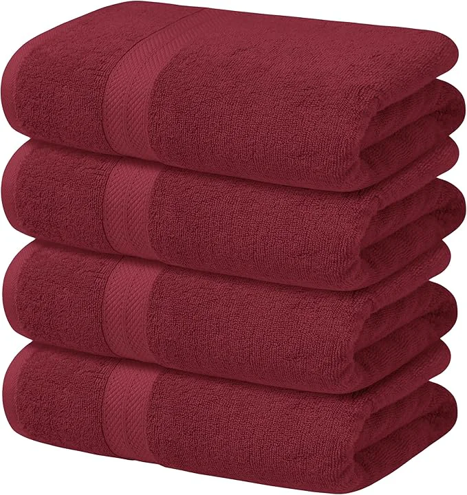Sophisticated Avalon Towels Red Bath Towels Set of 4 pcs Cotton Towel Absorbent and Breathable