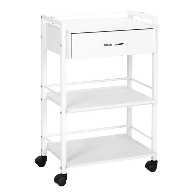 Eco-Friendly Salon Trolley Cart with Wheels Wooden Rolling Storage Station Mobile Utility Exceptional