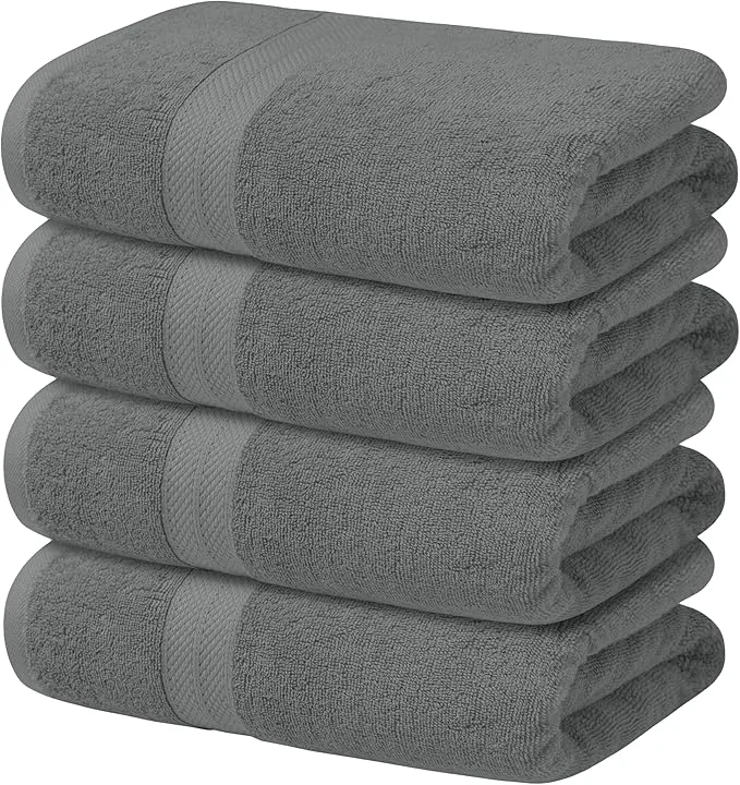 Organic Avalon Towels Grey Bath Towels Set of 4 pcs Cotton Towel Absorbent and Elegant