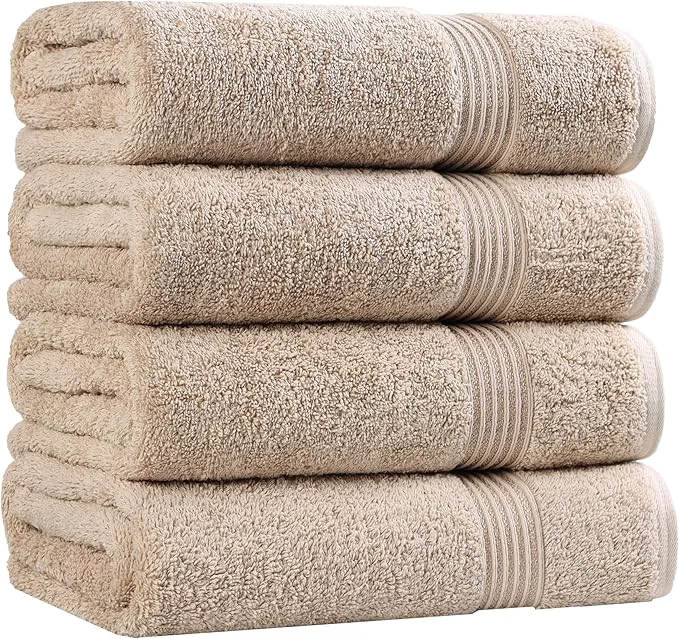 Breathable Superior Egyptian Cotton 4-Piece Bath Towel Set Pure