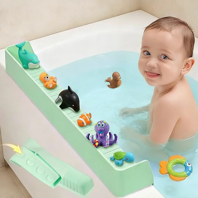 Luxury Bathtub Splash Guard for tub Kids Bath Shelf for Kids – Toddler Bath Tray Stylish