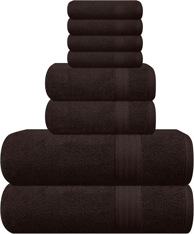 Natural GLAMBURG Ultra Soft 8-Piece Towel Set Flexible