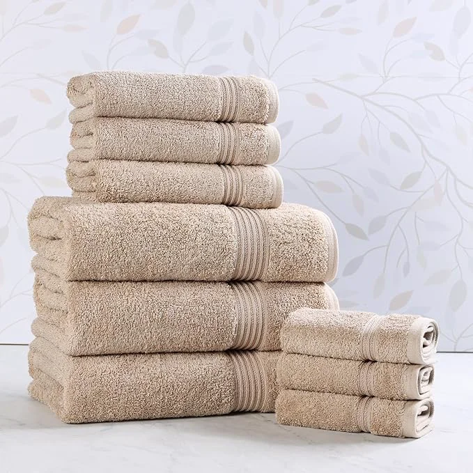 High-Quality Superior Egyptian Cotton 9-Piece Towel Set Guest Bath Decor Essentials Consistent