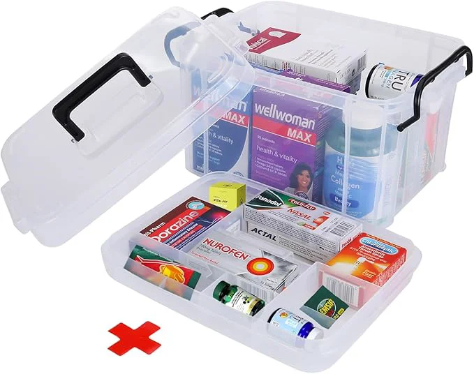 Premium HEY FOLY 15qt Clear Medicine Organizer Storage Box Plastic First Aid Box Empty Green