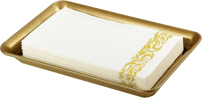 Refined Vintage Farmhouse Decor Metal Vanity Tray Countertop Guest Hand Towel Storage User-Friendly
