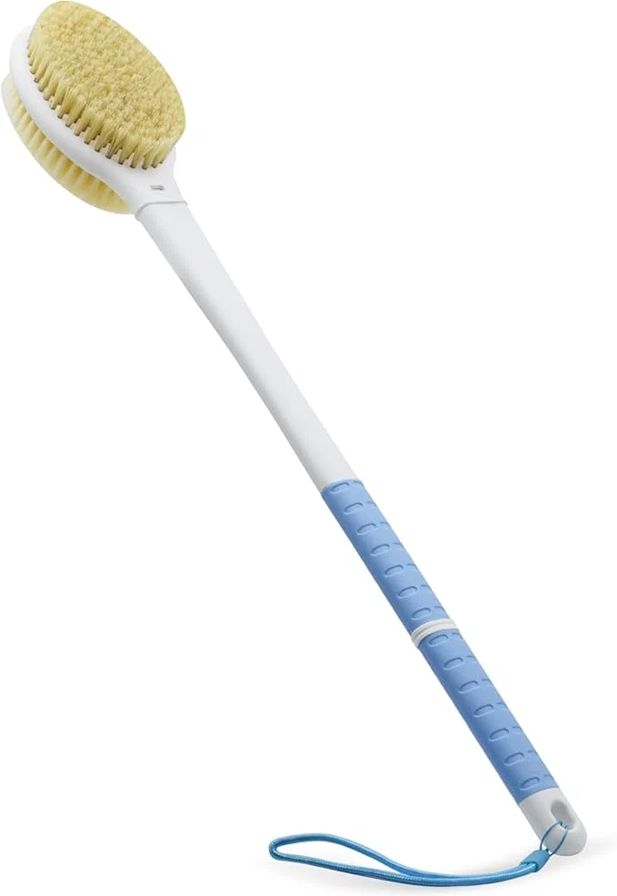 Specialty Shower Brush with Soft and Stiff Bristles 20.5 Extra Long Handle Dual-Sided Environmentally Friendly