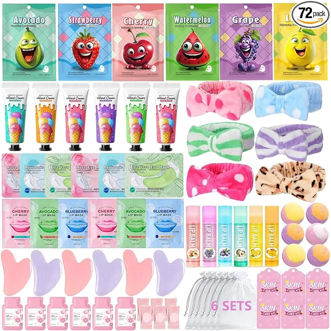 High-Performance 72 PCS Spa Party Supplies for Girls Spa Party Favors Include Face Masks Safe