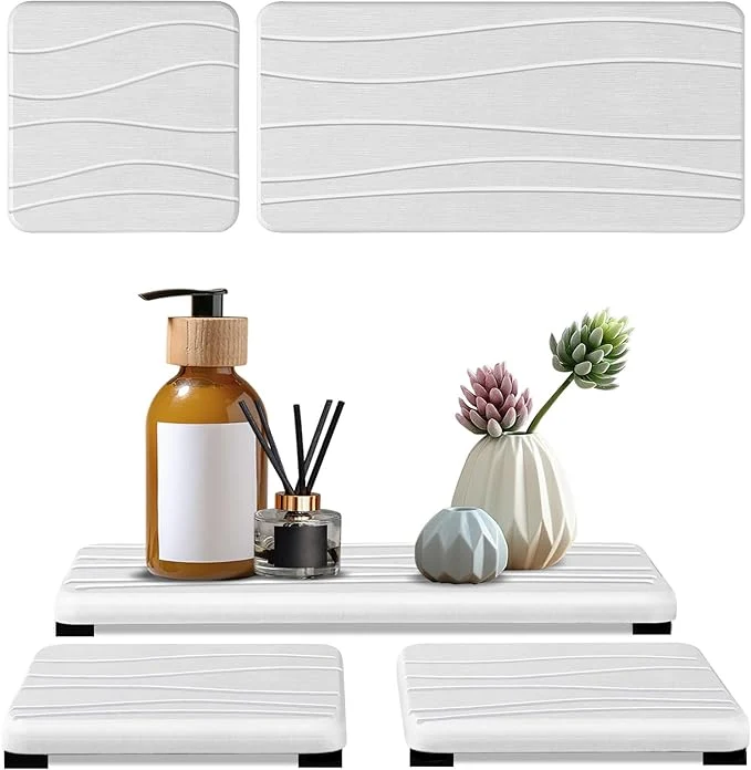 Eco-Friendly 3PCS Water Absorbing Stone Tray Fast Drying Stone Sink Tray Stones Soap Trays Breathable