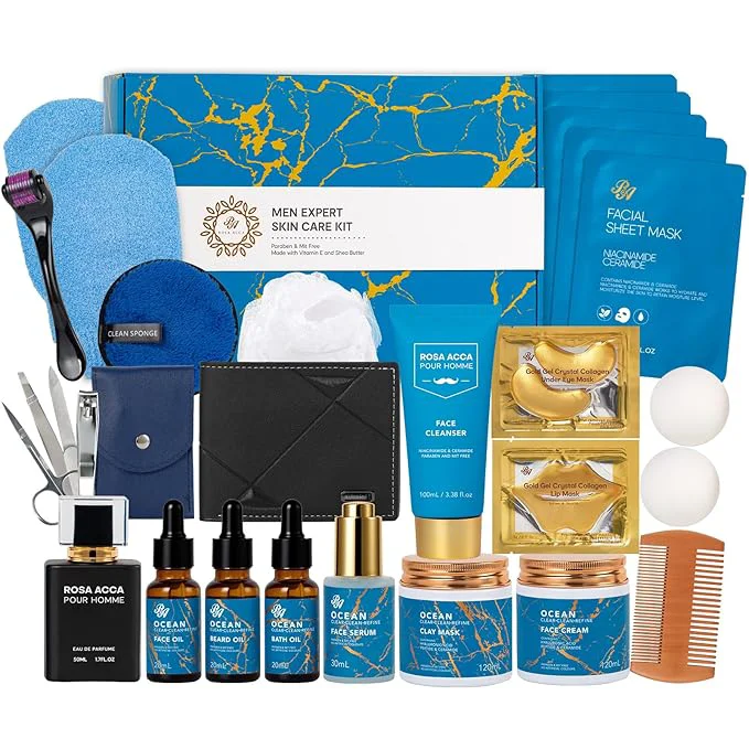 Classic 30 Pcs Men Face Skin Care Set for Men Father’s Day Gifts Spa Self-Care Gift Sophisticated