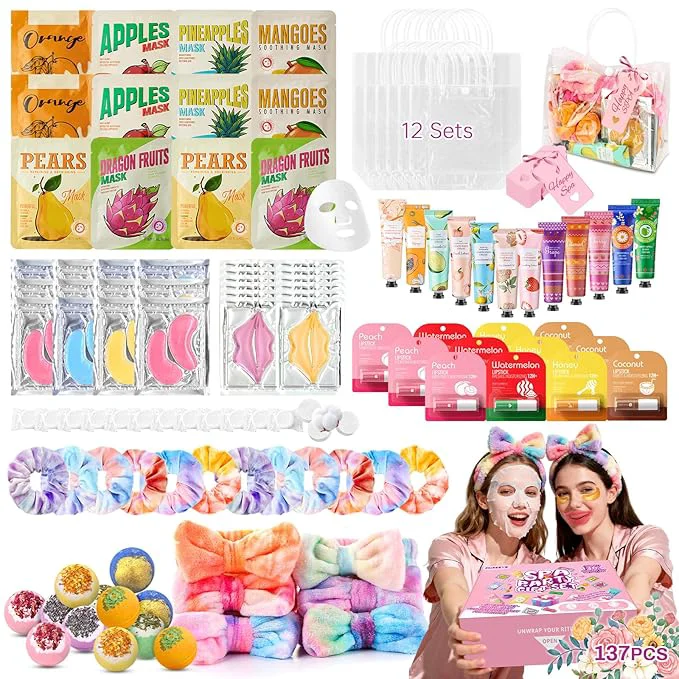 Dependable 137 PCS Spa Party Supplies For Girls Include Face Mask Bath Bombs Hand Cream Functional