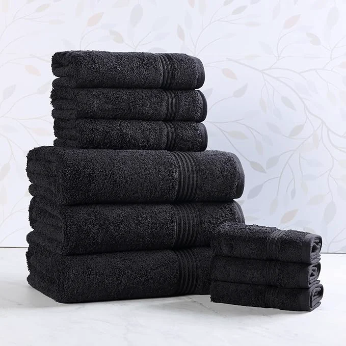Safe Superior Egyptian Cotton 9-Piece Towel Set Guest Bath Decor Essentials Fine