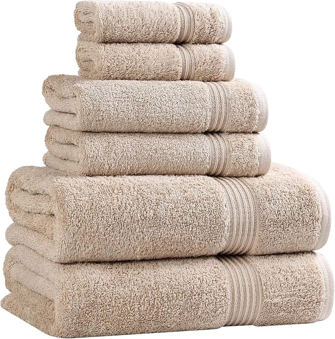 Stylish Superior Egyptian Cotton 6-Piece Towel Set Bathroom Essentials Towels Specialty