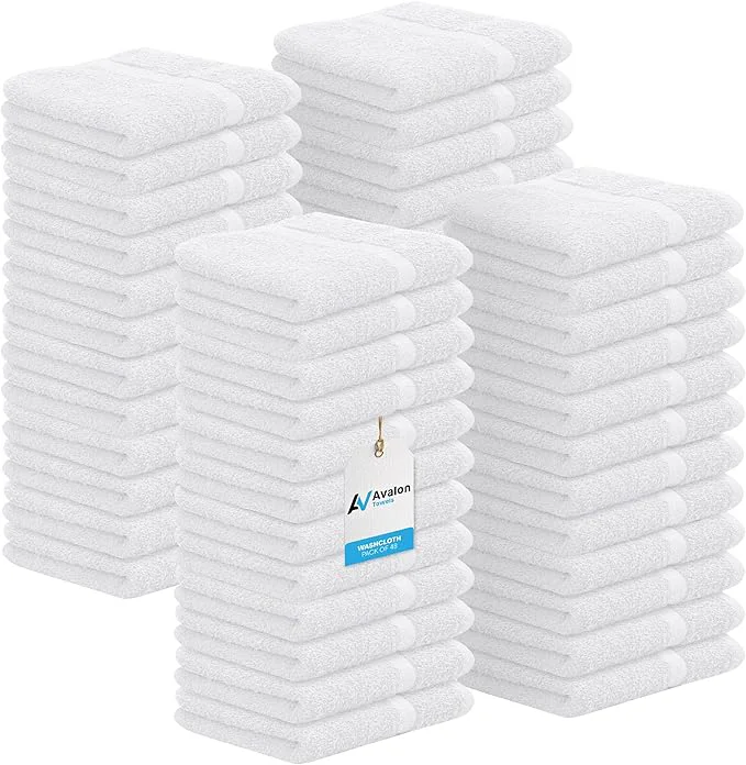 Organic Avalon Towels Cotton Washcloths – Size 12×12 Inches Ring Spun Cotton Comfortable