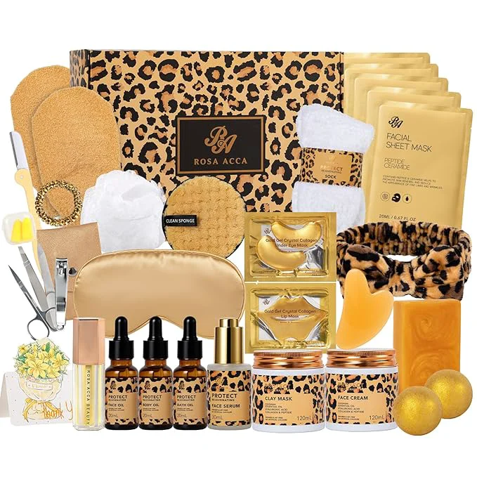 Exceptional 32 Pcs Mother’s Day Gift for Mom Leopard Facial Skin Care Set for Women Trendy