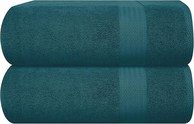 Outstanding GLAMBURG Premium Cotton Oversized 2 Pack Bath Sheet 35×70- Pure Cotton Relaxed