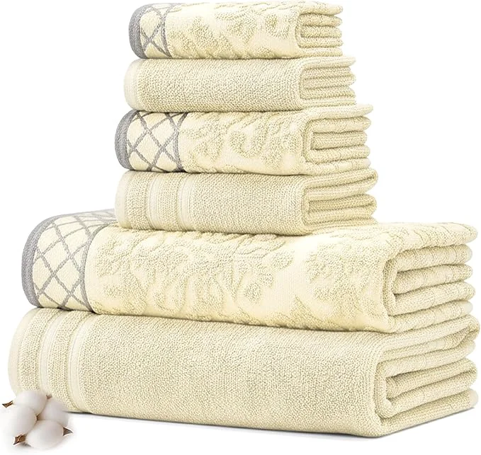 High-End Modern Threads 6 Piece Cotton Bath Towel Set – Ultra Soft 550 GSM Towels – Luxury
