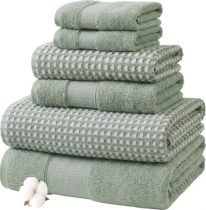 Carefully Designed Modern Threads 6 Piece Cotton Bath Towel Set – Ultra Soft 600 GSM Towels – High-Performance