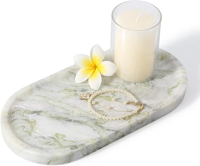 Fine Koville Marble Vanity Tray for Bathroom Countertop Stone Jewelry Dish Stone Smooth