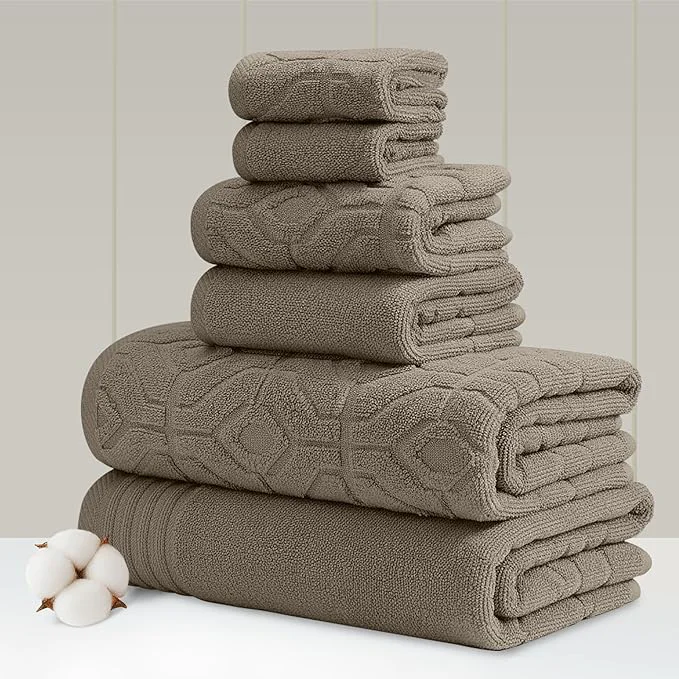 Versatile Modern Threads 6 Piece Cotton Bath Towel Set – Ultra Soft 550 GSM Towels – Fashionable