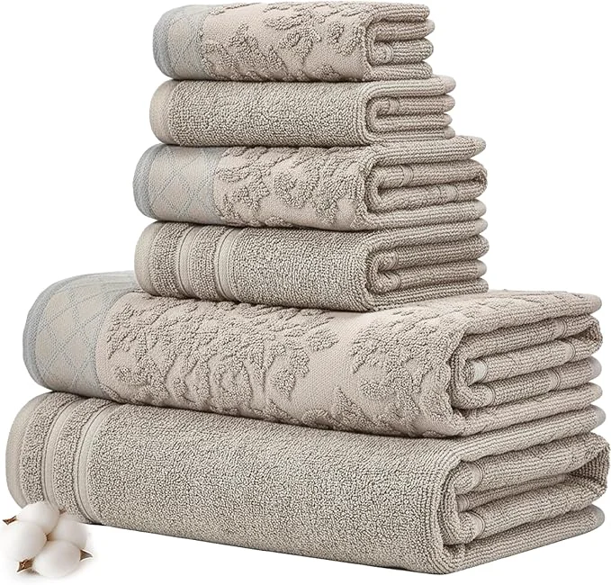 Secure Modern Threads 6 Piece Cotton Bath Towel Set – Ultra Soft 550 GSM Towels – Healthy
