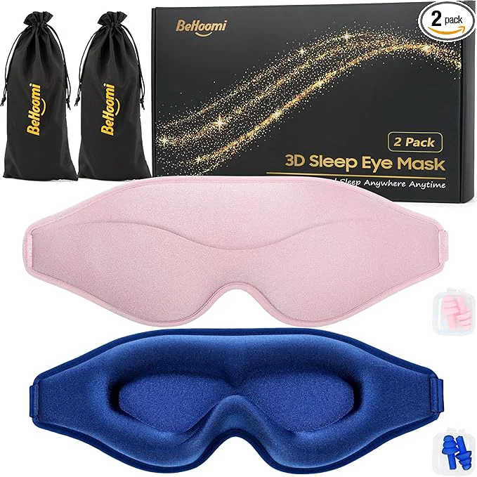 Crafted BeHoomi Sleep Mask 2 Packs Premium Eye Mask Minimalist