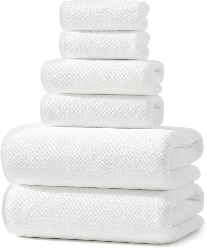 Optimized REDKISS Ultra Soft 6 Piece Towel Set Premium White Towels Elegant