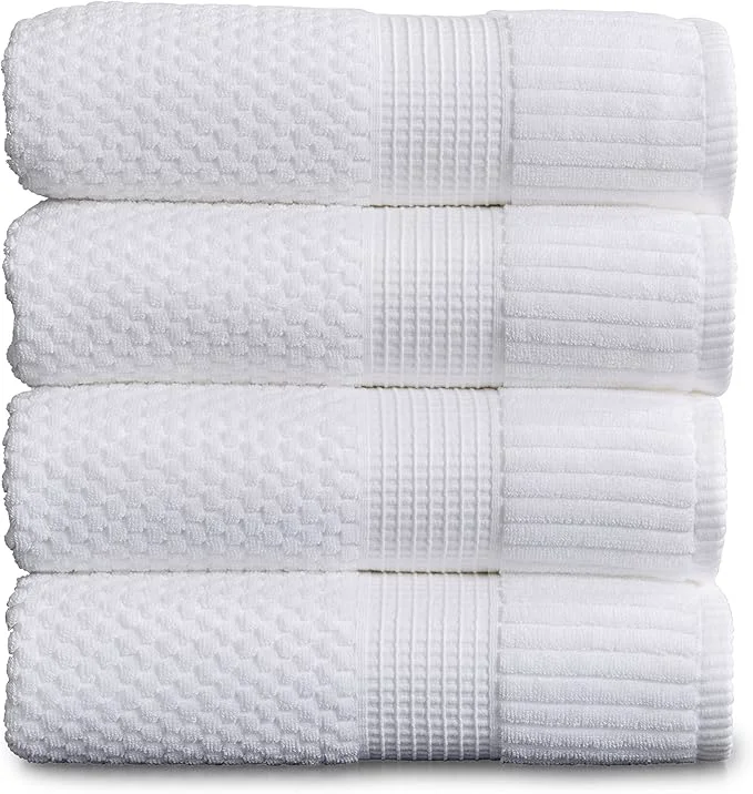 Specialty NY Loft Cotton Bath Towel Set of 4 White Towels Oeko-TEX® Standard 100 Natural