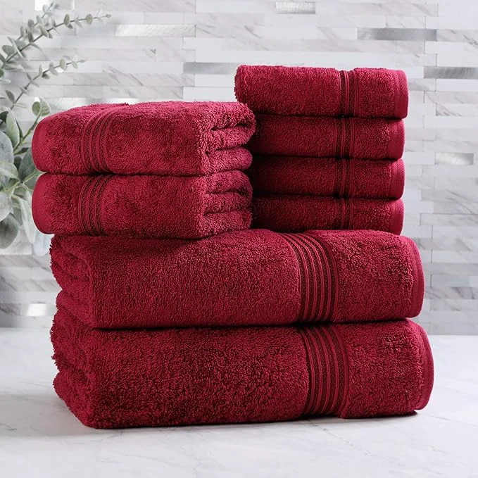 Crafted Superior Egyptian Cotton 8-Piece Towel Set Guest Bath Decor Essentials Sustainable