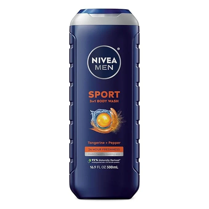 Modern NIVEA Men Sport Body Wash with Revitalizing Minerals Tangerine and Pepper Scent Solid