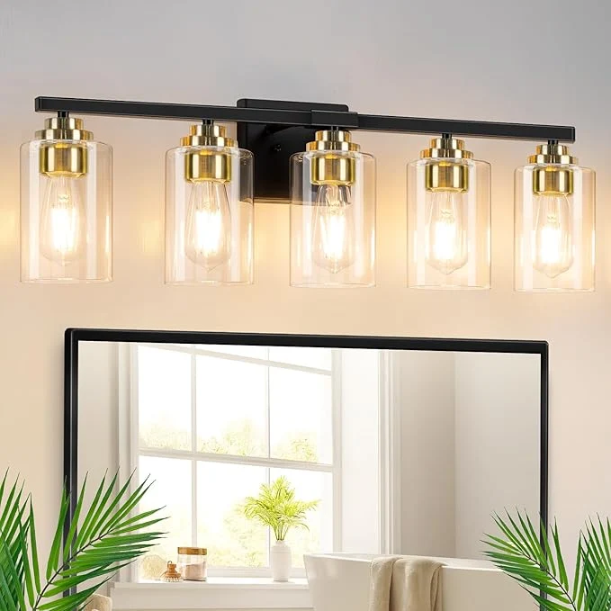 Functional 5-Light Bathroom Light Fixtures Classic Wall Light Fixture Relaxed