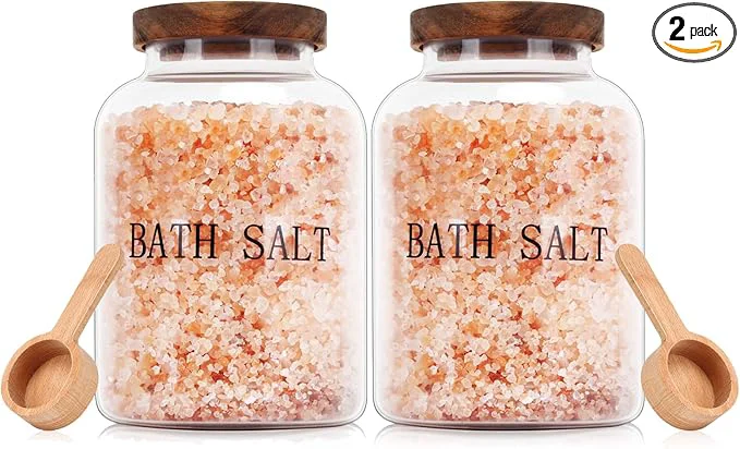 Expertly Made BKYFPQ 2Pcs 74 oz Glass Bath Salts Jar Bath Salt Container User-Friendly