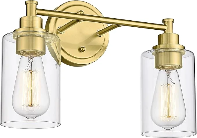 Reusable FEMILA Champagne Gold Bathroom Vanity Light 2-Light Vanity Lighting fixtures Convenient