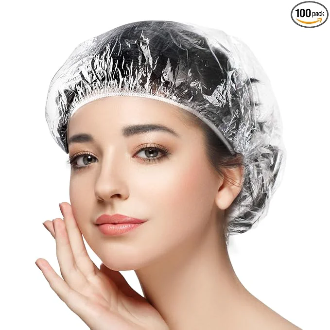 Effective MORGLES 100 Pcs Disposable Shower Caps Minimalist