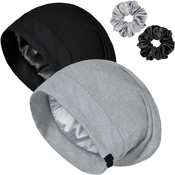 Refined Satin Bonnet for Sleeping Night Cap Adjustable Satin Lined Silk Bonnets Sleep Easy-to-Use