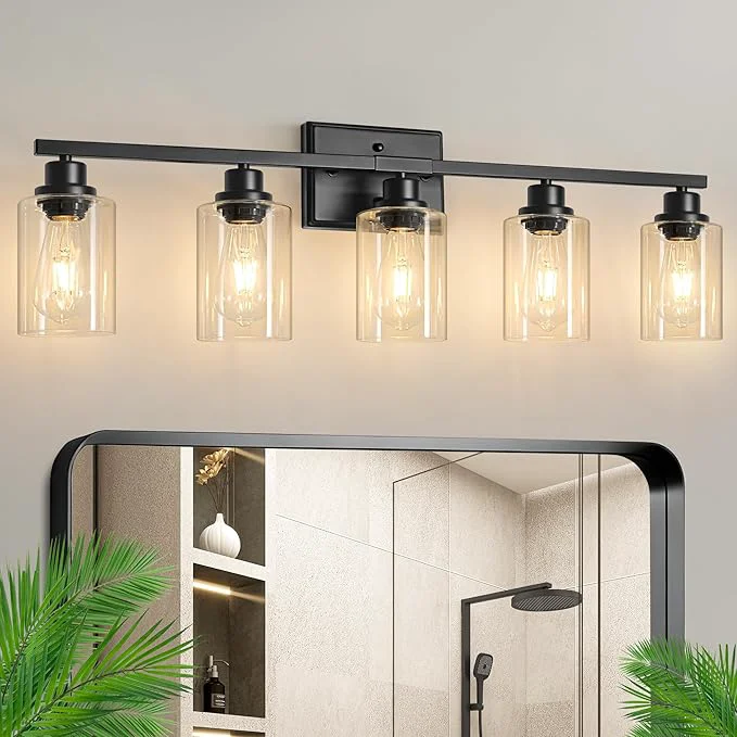 Natural Ascher 5-Light Bathroom Light Fixtures 33 Inch Vanity Lights Refined