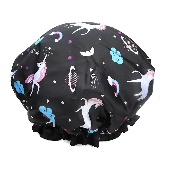Minimalist Unicorn Shower Cap for Women Men Hotel and Hair Salon Optimized