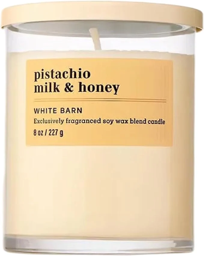 Detailed Bath Body Works Single Wick Candle Pistachio Milk Honey Candle Traditional