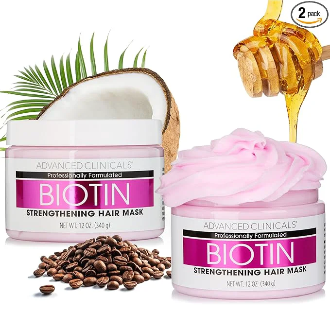 Lightweight Advanced Clinicals Biotin Hair Treatment Anti-Breakage Repair Hair Mask. Flexible