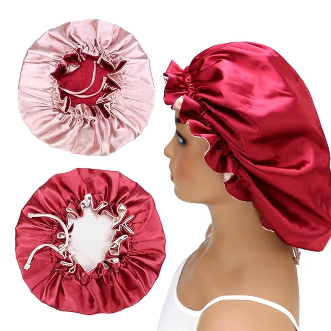 Fashionable Adjustable Silk Satin Bonnet Hair Care Caps Organic