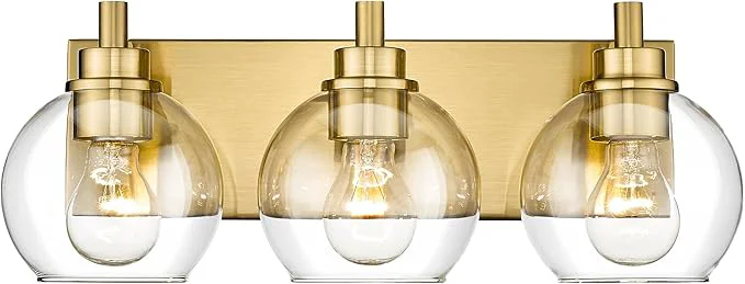 Convenient Bathroom Light Fixtures 3-Light Brushed Gold Vanity Light Modern Wall Sconces Relaxed