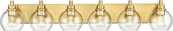 Fine Bathroom Light Fixtures 6 Light Brushed Gold Vanity Light 38 Inch Modern Wall Fast