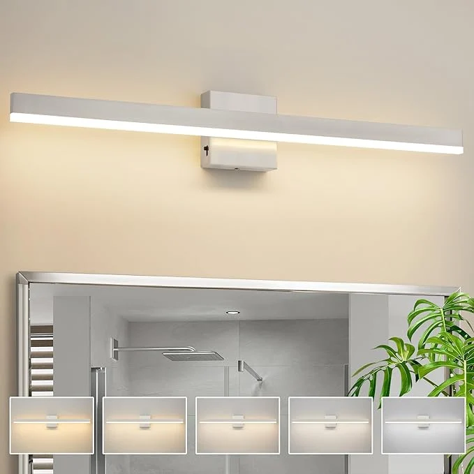 Clean Nickel Bathroom Vanity Light 31.5 inch 26W Dimmable 5CCT LED Bathroom Light Modern
