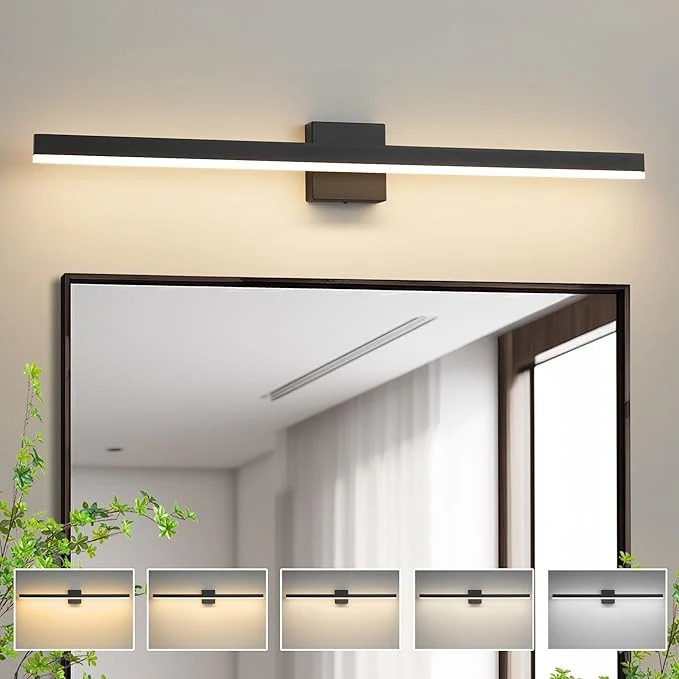 Certified Black Bathroom Vanity Light 39.4 inch 30W Dimmable 5CCT LED Modern Bathroom Flexible